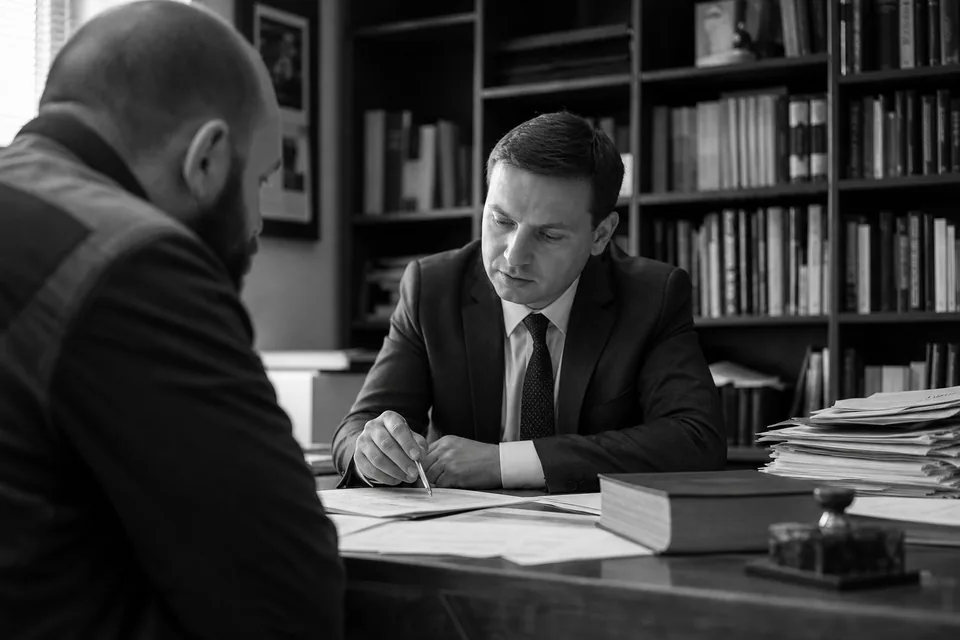 Wierzyciel z radcą prawnym omawia sprzeciw dłużnika od nakazu zapłaty